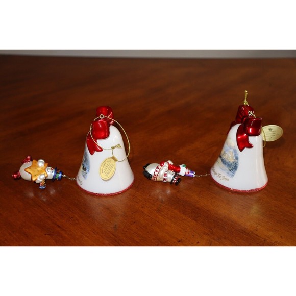 Thomas Kinkade Ringing in Holiday Christmas Bell Ornaments With Snowmen LOT#5 - Picture 11 of 13